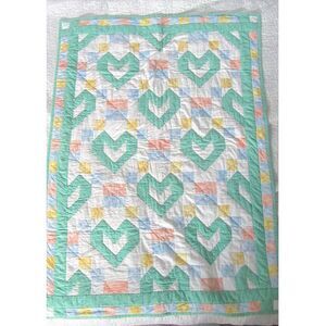 Handmade Baby Infant Toddler Quilt Heart Bambi Pastel